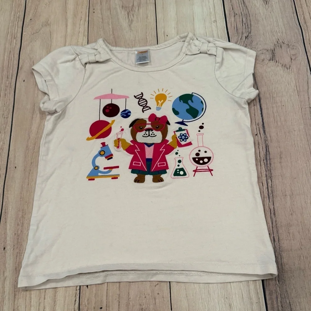GYMBOREE girls Science Themed Cream T-Shirt/size 7